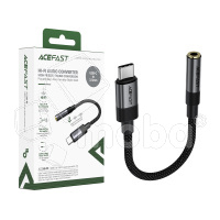Адаптер Type-C - "3,5 мм" Jack Acefast J12 (оплетка нейлон) Черный