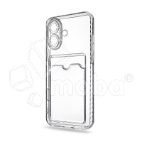 Чехол-накладка для iPhone 16 Plus (с защитой камеры, карманом для карт, прозрачный)