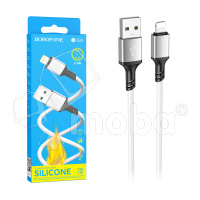 Кабель USB - Lightning Borofone BX83 (2.4A, силикон, термостойкий) Белый