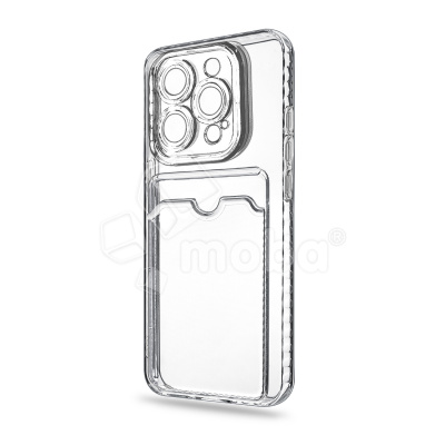 Чехол-накладка для iPhone 15 Pro (с защитой камеры, карманом для карт, прозрачный)