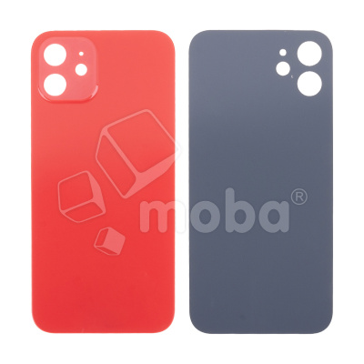 Задняя крышка для iPhone 12 (A2403) Красный (стекло, узкий вырез под камеру, логотип) - Премиум