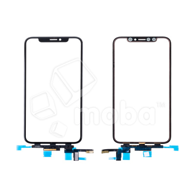Стекло для переклейки iPhone X в сборе с тачскрином и OCA пленкой Черный - OR (Mitsubishi)