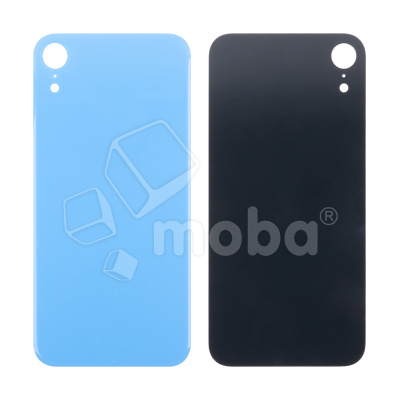Задняя крышка для iPhone Xr (A2105) Голубой (стекло, монолит, широкий вырез под камеру, логотип) - Премиум