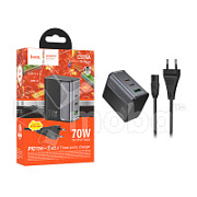 Сетевое зарядное устройство USB/Type-C Hoco CS76A (70W, QC3.0, PD, 3 порта) Черный