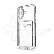 Чехол-накладка для iPhone 16 Plus (с защитой камеры, карманом для карт, прозрачный)
